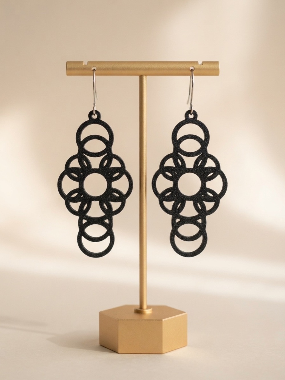 Black Floral Cutout Drop Earrings - Women Jewelry